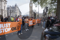 Activists Belonging To Climate Protest Group 'Just Stop Oil' March From Westminster To Waterloo, London In The Group's Final Protest On 26 April 2025