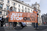 Activists Belonging To Climate Protest Group 'Just Stop Oil' March From Westminster To Waterloo, London In The Group's Final Protest On 26 April 2025