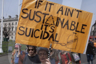 Activists Belonging To Climate Protest Group 'Just Stop Oil' March From Westminster To Waterloo, London In The Group's Final Protest On 26 April 2025