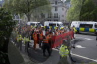 Activists Belonging To Climate Protest Group 'Just Stop Oil' March From Westminster To Waterloo, London In The Group's Final Protest On 26 April 2025