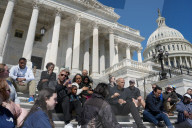 House Minority Leader Hakeem Jeffries (D-NY) And Sen. Cory Booker (D-NJ) Led A Protest On Capitol Hill Sitting On The Steps Of The House Of Representatives