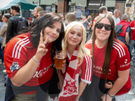 Football fans in Covent Garden, London, UK