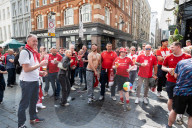 Football fans in Covent Garden, London, UK