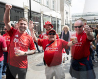 Football fans in Covent Garden, London, UK
