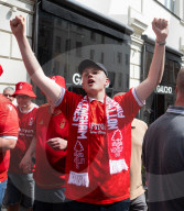 Football fans in Covent Garden, London, UK