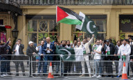 pro-Pakistan group of activists protest outside the Indian High Commission, London, UK 
