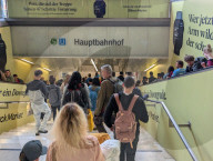 Passengers Descend From Long-distance Train Platforms To The U-Bahn And S-Bahn Areas At Munich Central Station