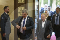 Polish PM Donald Tusk Welcomes Croatia's Andrej Plenkovic.