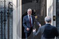Prime Minister Of The Palestinian Authority Mohammad Mustafa Visits Downing Street In London