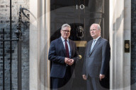 Prime Minister Of The Palestinian Authority Mohammad Mustafa Visits Downing Street In London