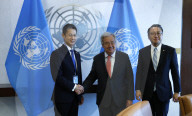  NY: UN Secretary General Meetw With Minister For Foreign Affairs Of Japan