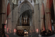 York Minster hosts controversial metal concert by A Plague of Angels, as threatened protests fail to materialise.