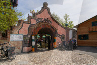 Beer Garden At The Kuchlbauer Tower In Abensberg In Bavaria