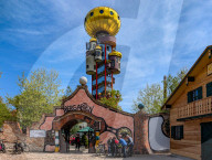 Beer Garden At The Kuchlbauer Tower In Abensberg In Bavaria