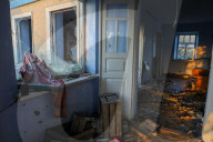 Aftermath of Russian occupation of Maksymivka village in Mykolaiv region