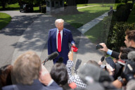 President Trump Departs White House On 100th Day