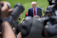 President Trump Departs White House On 100th Day