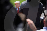 President Trump Departs White House On 100th Day