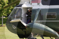 President Trump Departs White House On 100th Day