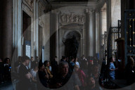 People Pay Tribute To The Tomb Of Pope Francis As Vatican Prepares For Conclave