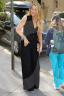 Blake Lively is seen in black jumpsuit after lunch at L'Antica in West Village in New York City