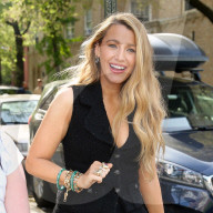 Blake Lively is seen in black jumpsuit after lunch at L'Antica in West Village in New York City