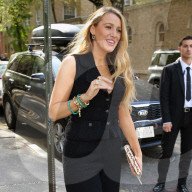 Blake Lively is seen in black jumpsuit after lunch at L'Antica in West Village in New York City