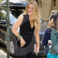 Blake Lively is seen in black jumpsuit after lunch at L'Antica in West Village in New York City
