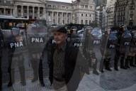 Demonstration By Retirees Demanding Remedies And Improvements To Their Retirement Plans