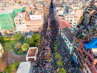 Drone View Of Rato Machindranath Festival In Nepal.