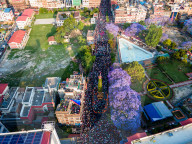 Drone View Of Rato Machindranath Festival In Nepal.