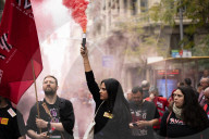 Workers' Day Demonstration In Barcelona, Spain.