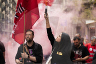 Workers' Day Demonstration In Barcelona, Spain.