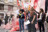 Workers' Day Demonstration In Barcelona, Spain.