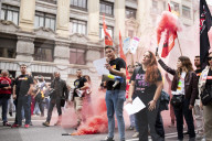 Workers' Day Demonstration In Barcelona, Spain.