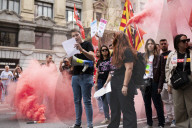 Workers' Day Demonstration In Barcelona, Spain.