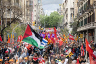 Workers' Day Demonstration In Barcelona, Spain.
