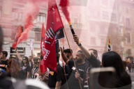 Workers' Day Demonstration In Barcelona, Spain.