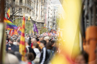 Workers' Day Demonstration In Barcelona, Spain.