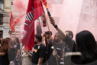 Workers' Day Demonstration In Barcelona, Spain.