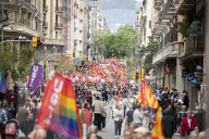 Workers' Day Demonstration In Barcelona, Spain.