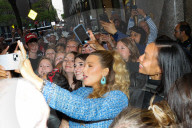 Blake Lively takes a group selfies as leaving the Late Night With Seth Meyers in New York City