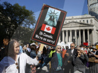 Demonstrators Rally Against Trump In Manhattan For May Day
