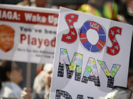Demonstrators Rally Against Trump In Manhattan For May Day