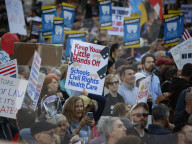 Demonstrators Rally Against Trump In Manhattan For May Day