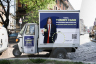 Tommy Cash Meets Fans And Distributes Coffee To Present His Song Espresso Macchiato For The Eurovision Song Contest 2025 At The Newsstand In Milan