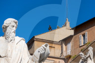  Vatican Firefighters Set The Chimney On The Roof Of The Sistine Chapel