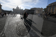 Tourists In St. Peter's Square Before The Conclave .