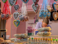 Bavarian Gingerbread Hearts Stall At Fun Fair