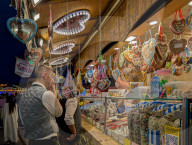 Bavarian Gingerbread Hearts Stall At Fun Fair